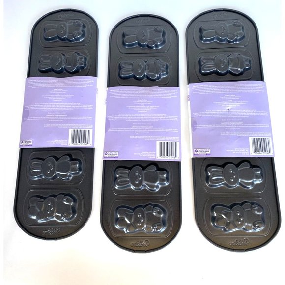 Wilton Baking Trays Bunny Rabbit Cookie Mini Baking Mold Non Stick NWT Set of 3 - Picture 2 of 2